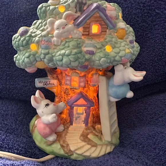 Easter Bunny Tree Night Light - Pastel Green by - Picture 3 of 9